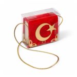 FN Mikro Boy Kadife Kaplamalı Kuranı Kerim + Asetat Kutu (Türk Bayrağı Modelli)