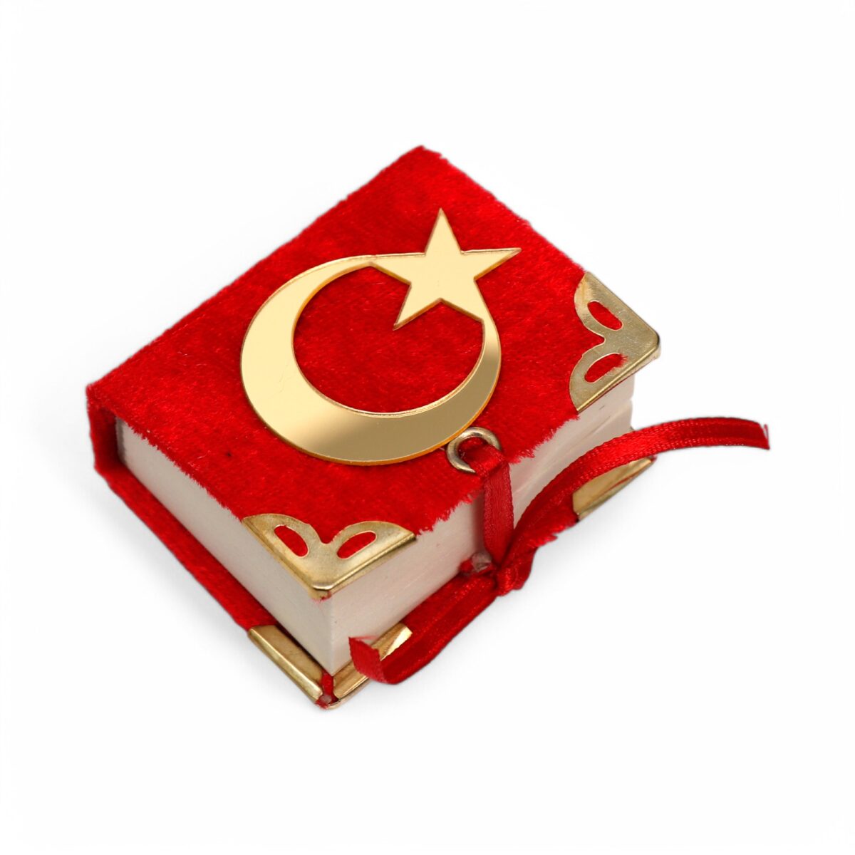 FN Mikro Boy Kadife Kaplamalı Kuranı Kerim + Asetat Kutu (Türk Bayrağı Modelli) - Görsel 2