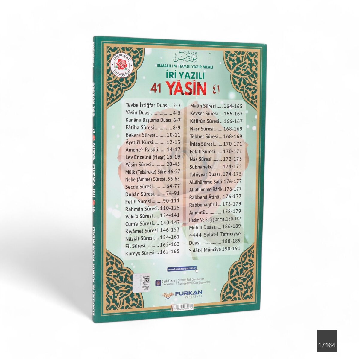 FN Orta Boy 192 Sayfa İri Yazılı Karton Kapak Yasin - Yeşil - Görsel 2
